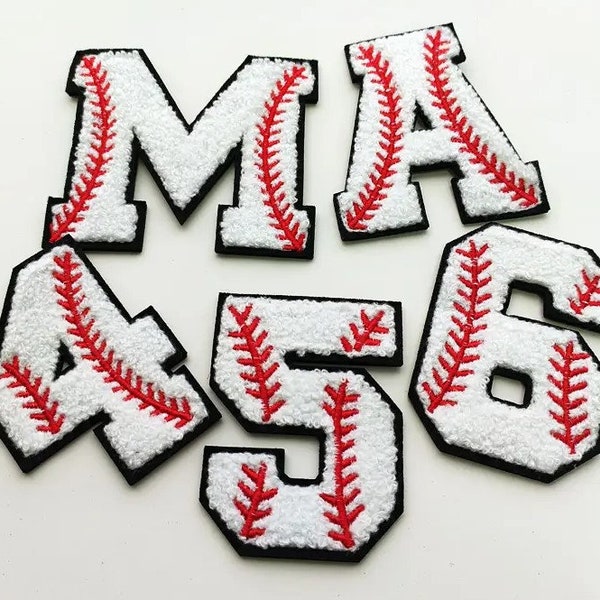 Baseball Chenille Iron On Patches - Letters and Numbers Baseball Chenille Patch