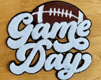 Game Day Football Patch - Iron on Football Patch - Make Your Own Shirt - Football Mom Chenille Patch