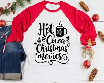 Hot Cocoa and Christmas Movies Screen Print Transfer - Make Your Own Shirt - Plastisol Transfer - Christmas Movie Watching Shirt