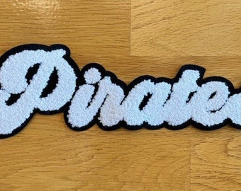 Pirates Mascot Chenille Patch - Chenille Patch with Adhesive - School Mascot Patch - Pirates Football  - Make Your Own Shirt