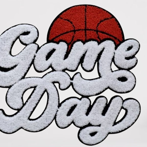 Game Day Basketball Patch - Iron on Basketball Patch - Make Your Own Shirt - Basketball Mom Chenille Patch