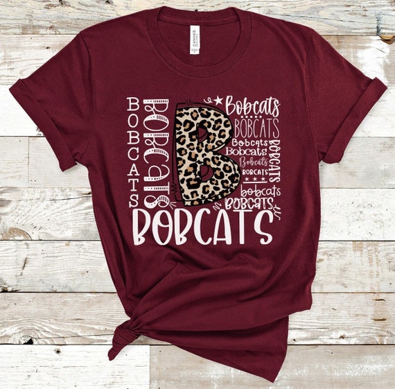 Bobcats White Leopard Typography Direct to Film Transfer - Make Your Own Shirt - Ready to Press Direct to Film Transfer - School Spirit Wear