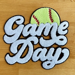 Game Day Softball Patch - Iron on Softball Patch - Make Your Own Shirt - Softball Mom Chenille Patch