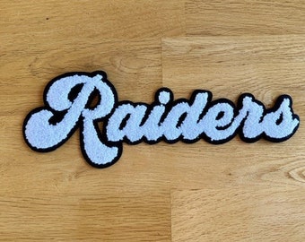 Raiders Mascot Chenille Patch - Chenille Patch with Adhesive - School Mascot Patch - Raiders Football  - Make Your Own Shirt