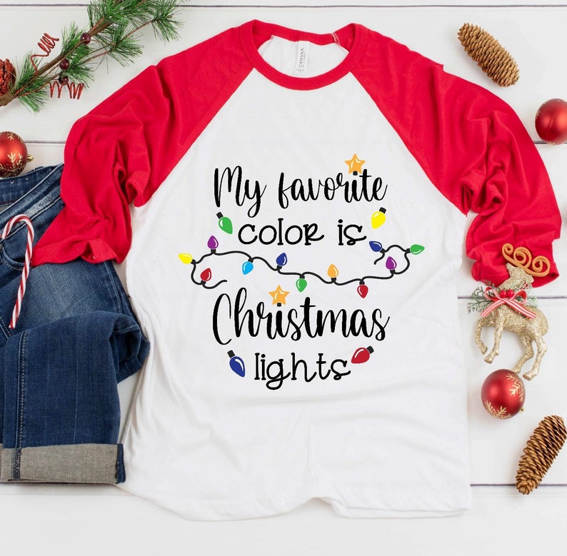 My Favorite Color is Christmas Lights Screen Print Transfer Etsy
