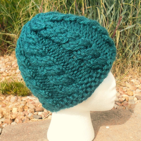 Bulky Knit Hat with Cables - Hand Knit Women's Bulky Hat - Women's Knit Hat with Cables - Knit Winter Hat for Women - Teen Knit Hat