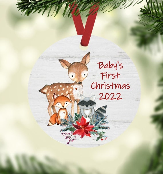 Christmas 2022 To 2019 Baby's First Christmas Ornament 2022 Woodland Animals | Etsy Canada