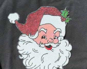 Santa Sequin Patch - Santa Face Sequin Shirt Design - Make Your Own Shirt - Family Christmas Shirt Patches