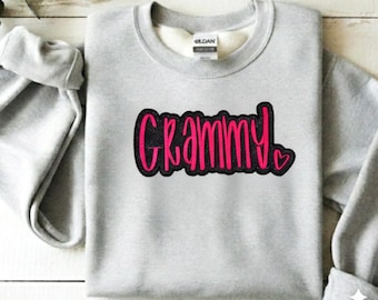 Grammy Glitter Patch - Iron On Patch for Grandma - Make Your Own Shirt - Black Glitter and Dark Raspberry Pink Text