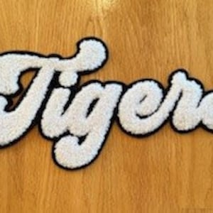 Tigers Mascot Chenille Patch - Chenille Patch with Adhesive - School Mascot Patch - Tigers Football  - Make Your Own Shirt