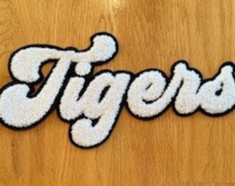 Tigers Mascot Chenille Patch - Chenille Patch with Adhesive - School Mascot Patch - Tigers Football  - Make Your Own Shirt