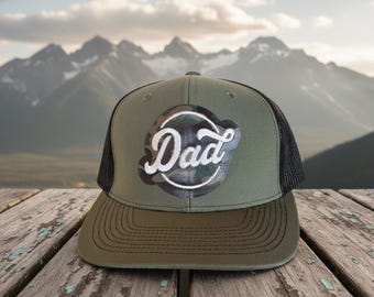Dad Faux Leather Camo Hat Patch - Shirt Pocket Patch for Father's Day Shirt - Make Your Own Hat - Father's Day Hat Patch - Camoflauge  Patch