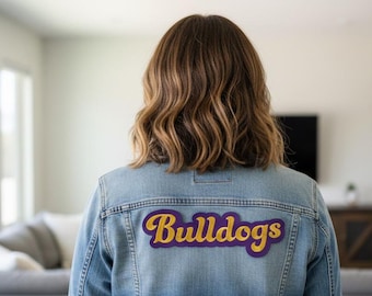 Bulldogs Hat Patch, Sweatshirts, Jackets, Bags - School Mascot Custom Patch - School Spirit Patches - Can Be Customized