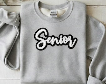 Senior Patch - Make Your Own Shirt - Black and White Glitter Iron On Patch - Senior 2026