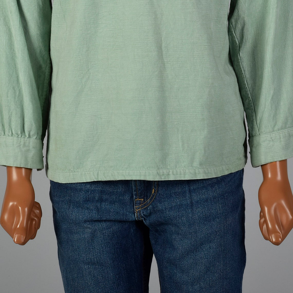 Medium 1950s Mens Mint Green Corduroy Shirt Long Sleeve Neck Etsy