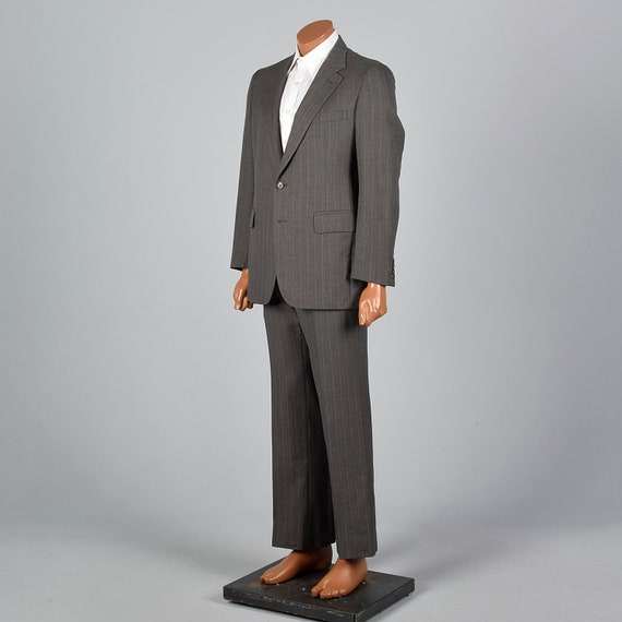 Medium 1960s 38R Stripe Suit Convertible Pockets … - image 3