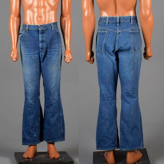 Large Sears Distressed Jeans Vintage 1970s 70s Rep