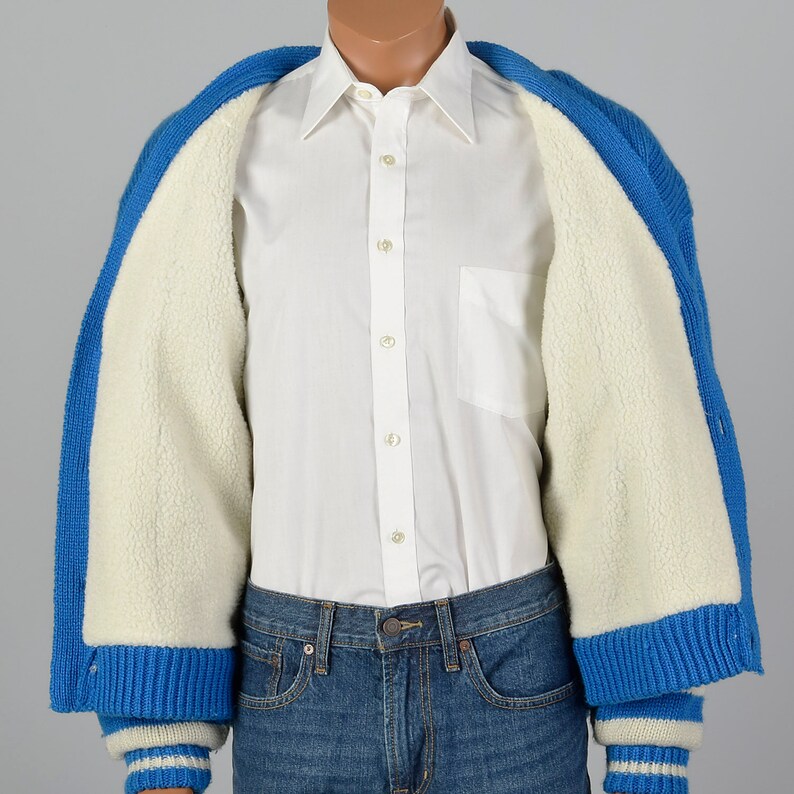 XL 1990s Mens Knit Novelty Coat Blue Plush Lining Race Car Rib Etsy