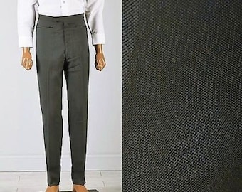 29x32 Deadstock Pants Mens Pants 60s Pants Mod Sharkskin Pants Tapered Pants Skinny Pants Black Leather Trim Pocket Slim Small Vintage Pants