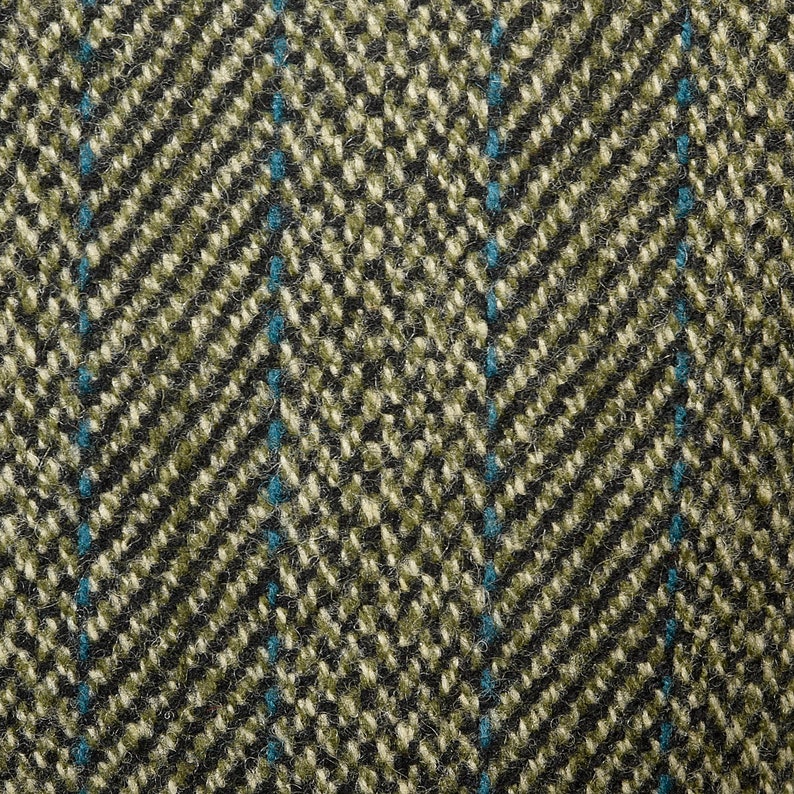 Vintage 70s Mens Mod Tweed Winter Coat Double Breasted Green Stripe Blue Pinstripe 40