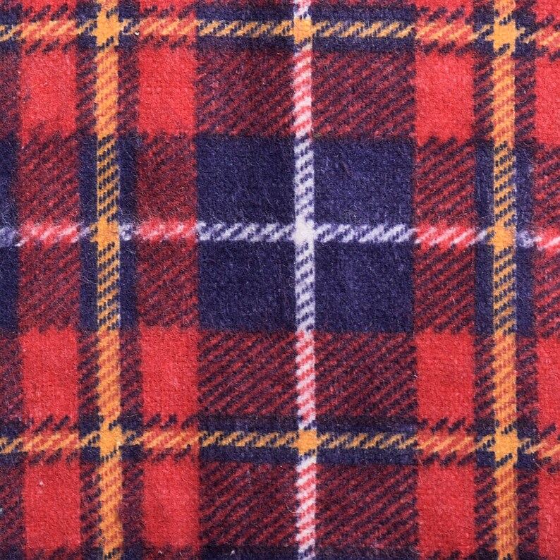 1970s Deadstock Mens Plaid Flannel Shirt Long Sleeve Red Two Pocket Fall 70s Vintage Buttons Down