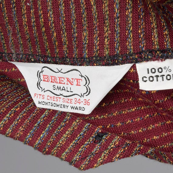 Small 1950s Deadstock Men Striped Knit Shirt Bren… - image 10