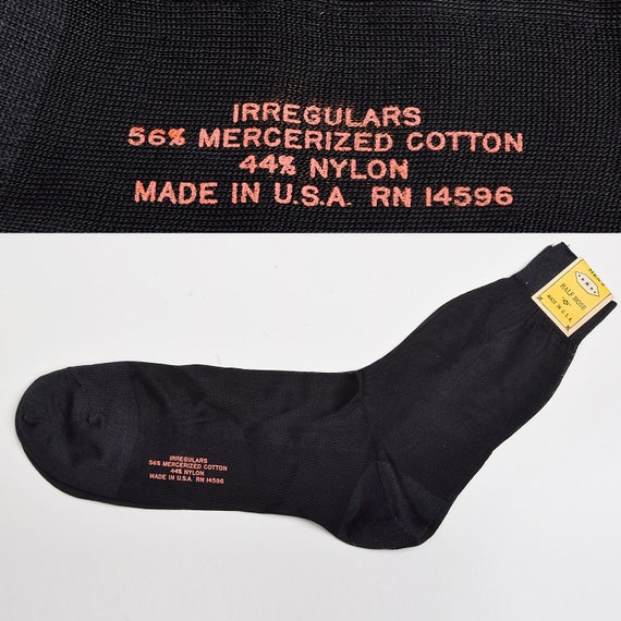 Deadstock 1950s Mens Silky Feel Sock Black Nylon … - image 1