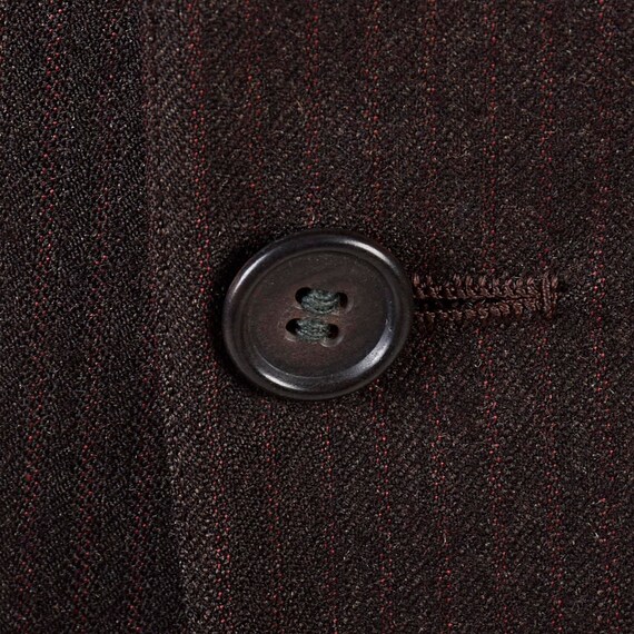 Mens Vintage 50s Brown Red Stripe Wool Jacket Mid… - image 4