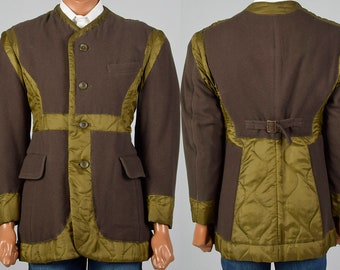 1990s Mens Issey Miyake Jacket Military Inspired  Quilted Green Coat Designer Outerwear