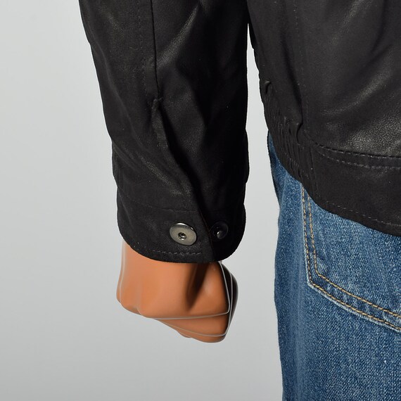 Large Mens Remy 1990s Leather Jacket Black Bomber… - image 8