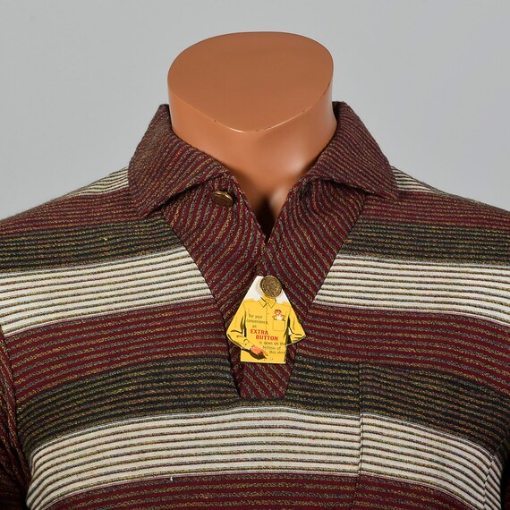 Small 1950s Deadstock Men Striped Knit Shirt Bren… - image 6