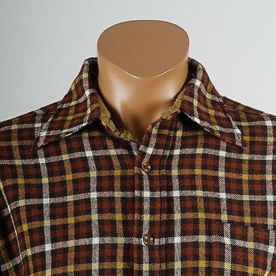 Mens Vintage 60s Pendleton Mustard Brown Check Pl… - image 2