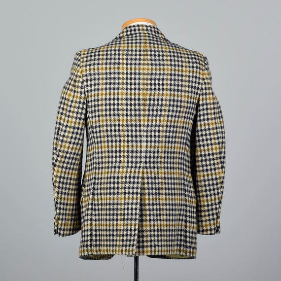 39S 1970s Mens Mod Blazer Wool Tweed Jacket Plaid… - image 3