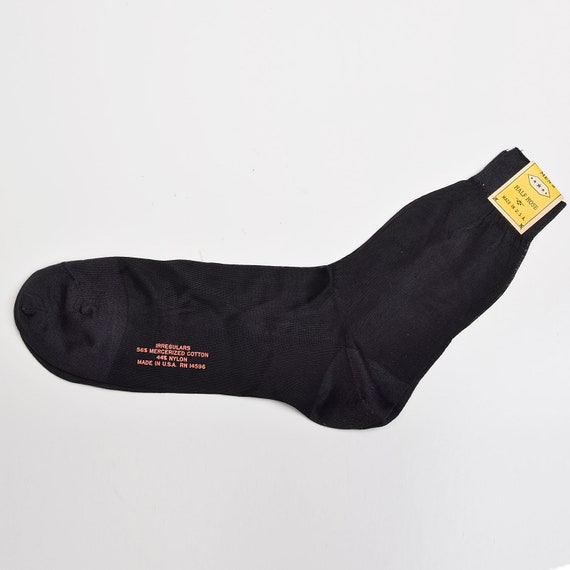 Deadstock 1950s Mens Silky Feel Sock Black Nylon … - image 2