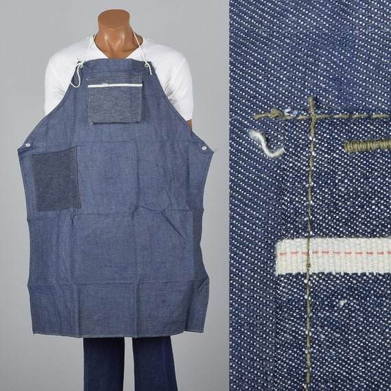 1950s Selvedge Denim Apron Deadstock Heavy Duty C… - image 1