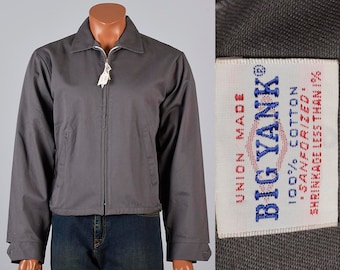 Deadstock Jacket 50s Jacket Sanforized Cotton Jacket 50s Big Yank Workwear Jacket Mens Jacket Casual Gray Metal Zip Jacket 100% Cotton Twill