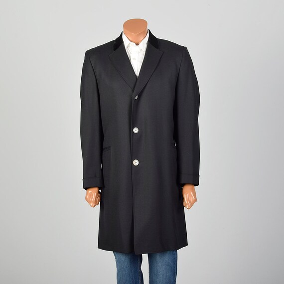 Medium 1950s Mens Black Coat Lightweight Formal Ev