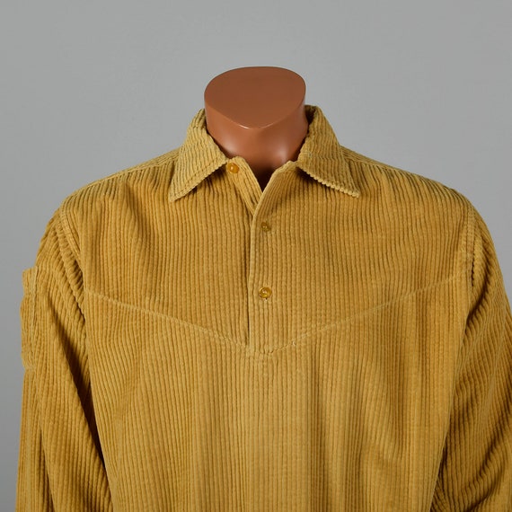 XXL 1950s Mens Pilgrim Gold Rockabilly Shirt Wide… - image 5