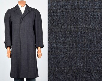 39R 1950s Mens Coat Wool Winter Coat Overcoat Button Front Single Vent Midcentury Rockabilly 50s Vintage