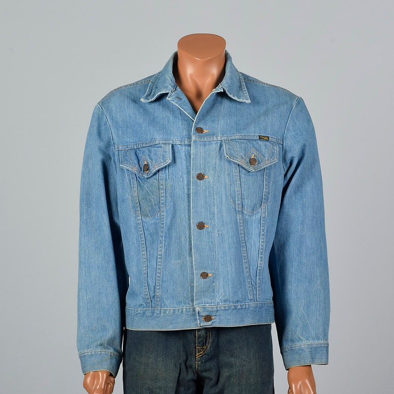 45R 1970s Mens Wrangler Range Jacket Classic Denim Jacket Workwear Work Wear Autumn Separates 70s Vintage image 1