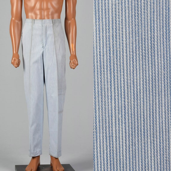 mens blue and white striped pants