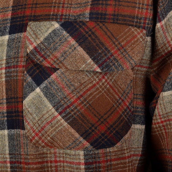 XL 1960s Mens Pendleton Wool Plaid Shirt Long Sle… - image 9