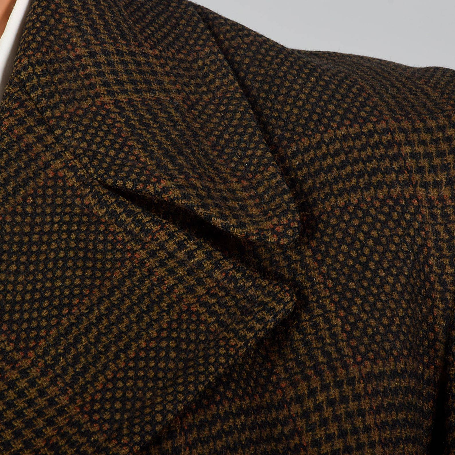 1970s Mens Brown Plaid Coat