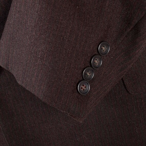 Mens Vintage 50s Brown Red Stripe Wool Jacket Mid… - image 6