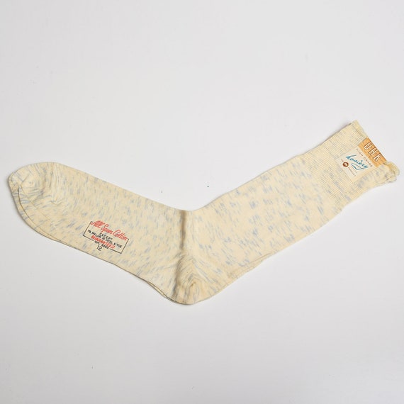 Deadstock 1950s Mens Off White Cotton Socks Rib K… - image 2