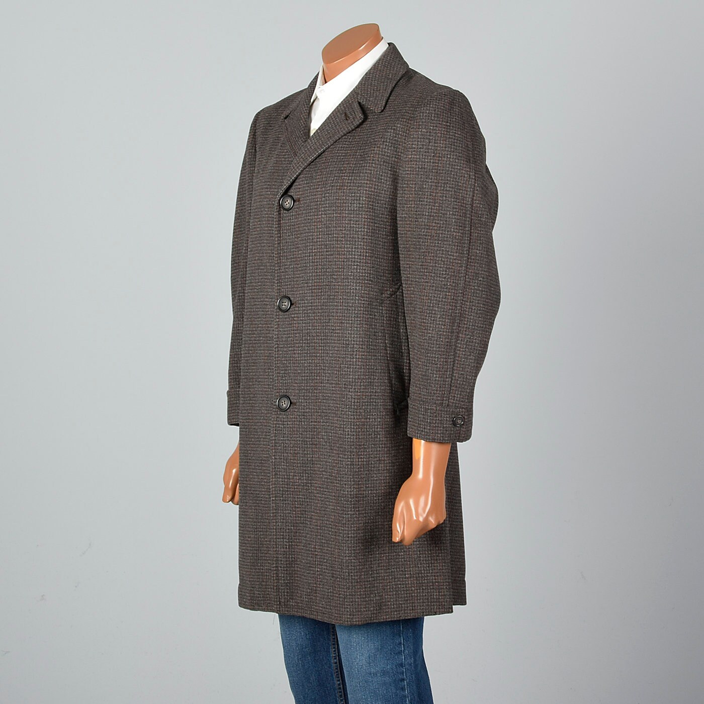 40 Short Mens 1950s Wool Coat Brown Plaid Winter Coat Overcoat - Etsy