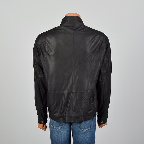 Large Mens Remy 1990s Leather Jacket Black Bomber… - image 4