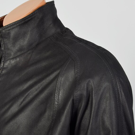 Large Mens Remy 1990s Leather Jacket Black Bomber… - image 7