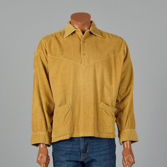 XXL 1950s Mens Pilgrim Gold Rockabilly Shirt Wide… - image 4