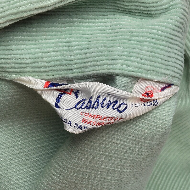 Medium 1950s Mens Mint Green Corduroy Shirt Long Sleeve Neck Etsy